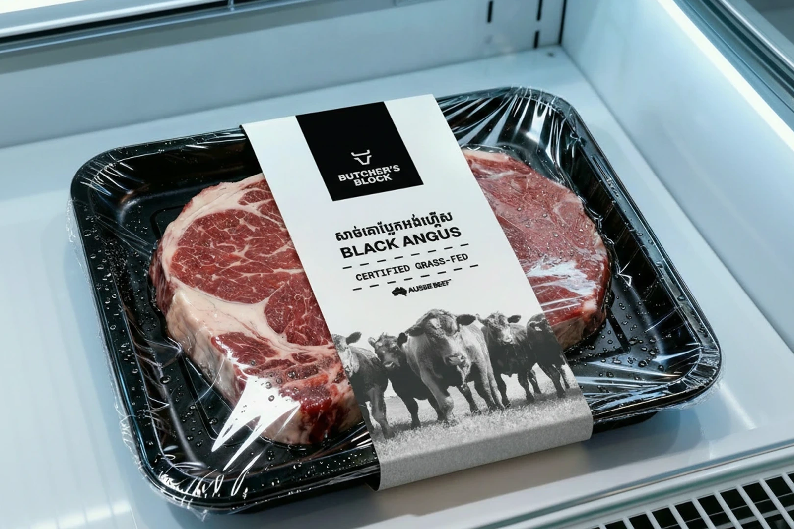 Black Angus beef in Butcher's Block packaging